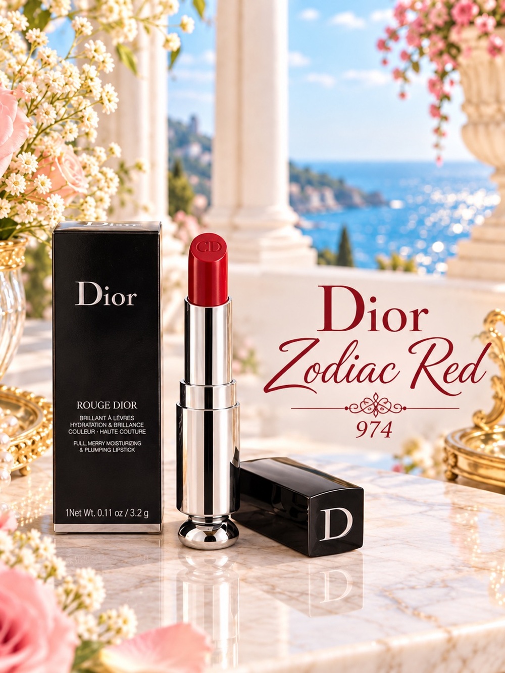 Dior Lipstick in Bold Red 974 Zodiac Red
